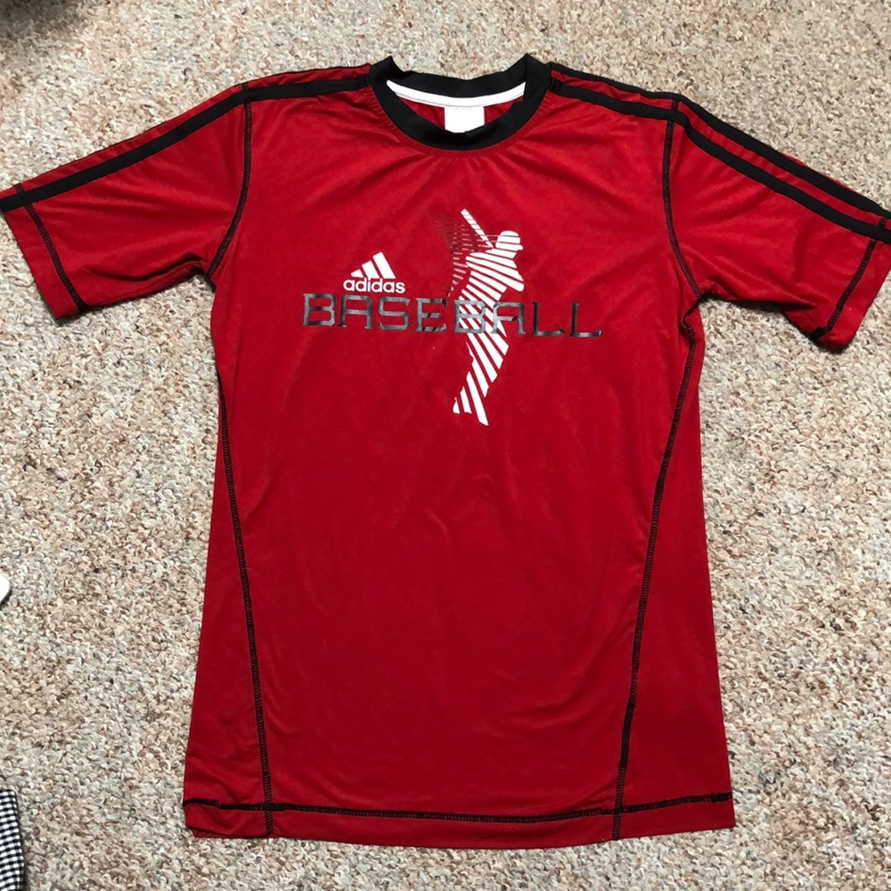 Boys Adidas Climalite Baseball graphic Red/Black Top size L